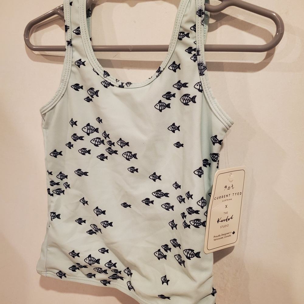 NWT Current Tyed 2/3 Years Fish Print Swim Top